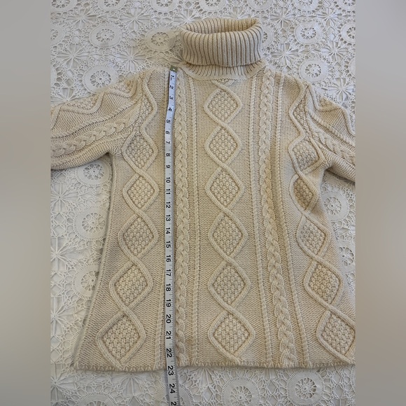 Eddie Bauer wall Argyle fisherman knit turtleneck sweater - Picture 5 of 6